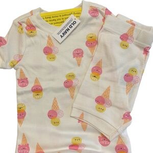 Old Navy Snug Fit Pajamas 6-12M PJs Baby Ice Cream Cone Short Sleeve New 2pc Set